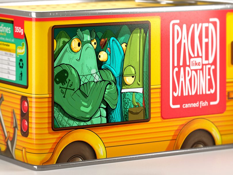 packaging sardinas en un bus mis gafas de pasta02
